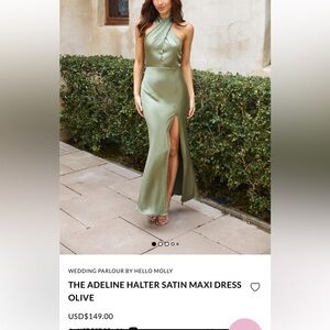 Hello Molly Olive Satin Maxi Dress